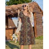 Zeagoo Womens Casual Summer Dress 2026 Short Sleeve Dresses Pleats Midi A Line Flowy Dress Boho Beach Sundress with Pockets(Ethnic Flowers)