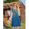 Zeagoo Womens Casual Summer Dress 2026 Short Sleeve Dresses Pleats Midi A Line Flowy Dress Boho Beach Sundress with Pockets(Floral Blue)