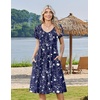 Zeagoo Womens Casual Summer Dress 2026 Short Sleeve Dresses Pleats Midi A Line Flowy Dress Boho Beach Sundress with Pockets(Floral Blue White)