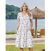 Zeagoo Womens Casual Summer Dress 2026 Short Sleeve Dresses Pleats Midi A Line Flowy Dress Boho Beach Sundress with Pockets(Floral White Red)