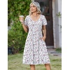 Zeagoo Womens Casual Summer Dress 2026 Short Sleeve Dresses Pleats Midi A Line Flowy Dress Boho Beach Sundress with Pockets(Floral White Red)