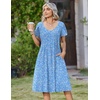 Zeagoo Womens Casual Summer Dress 2026 Short Sleeve Dresses Pleats Midi A Line Flowy Dress Boho Beach Sundress with Pockets(Floral-light Blue)
