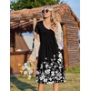 Zeagoo Womens Casual Summer Dress 2026 Short Sleeve Dresses Pleats Midi A Line Flowy Dress Boho Beach Sundress with Pockets(Flowers Black)