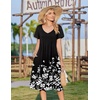 Zeagoo Womens Casual Summer Dress 2026 Short Sleeve Dresses Pleats Midi A Line Flowy Dress Boho Beach Sundress with Pockets(Flowers Black)
