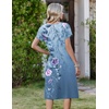 Zeagoo Womens Casual Summer Dress 2026 Short Sleeve Dresses Pleats Midi A Line Flowy Dress Boho Beach Sundress with Pockets(Flowers-blue)