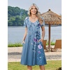 Zeagoo Womens Casual Summer Dress 2026 Short Sleeve Dresses Pleats Midi A Line Flowy Dress Boho Beach Sundress with Pockets(Flowers-blue)