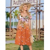 Zeagoo Womens Casual Summer Dress 2026 Short Sleeve Dresses Pleats Midi A Line Flowy Dress Boho Beach Sundress with Pockets(Gradient Orange)