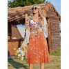 Zeagoo Womens Casual Summer Dress 2026 Short Sleeve Dresses Pleats Midi A Line Flowy Dress Boho Beach Sundress with Pockets(Gradient Orange)