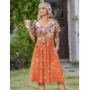 Zeagoo Womens Casual Summer Dress 2026 Short Sleeve Dresses Pleats Midi A Line Flowy Dress Boho Beach Sundress with Pockets(Gradient Orange)