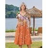 Zeagoo Womens Casual Summer Dress 2026 Short Sleeve Dresses Pleats Midi A Line Flowy Dress Boho Beach Sundress with Pockets(Gradient Orange)