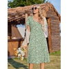 Zeagoo Womens Casual Summer Dress 2026 Short Sleeve Dresses Pleats Midi A Line Flowy Dress Boho Beach Sundress with Pockets(Green Floral)