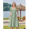 Zeagoo Womens Casual Summer Dress 2026 Short Sleeve Dresses Pleats Midi A Line Flowy Dress Boho Beach Sundress with Pockets(Green Floral)