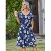 Zeagoo Womens Casual Summer Dress 2026 Short Sleeve Dresses Pleats Midi A Line Flowy Dress Boho Beach Sundress with Pockets(Hawaii Floral)