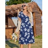 Zeagoo Womens Casual Summer Dress 2026 Short Sleeve Dresses Pleats Midi A Line Flowy Dress Boho Beach Sundress with Pockets(Hawaii Floral)