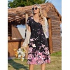 Zeagoo Womens Casual Summer Dress 2026 Short Sleeve Dresses Pleats Midi A Line Flowy Dress Boho Beach Sundress with Pockets(Pink Black)