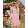 Zeagoo Womens Casual Summer Dress 2026 Short Sleeve Dresses Pleats Midi A Line Flowy Dress Boho Beach Sundress with Pockets(Pink White)