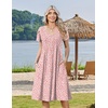 Zeagoo Womens Casual Summer Dress 2026 Short Sleeve Dresses Pleats Midi A Line Flowy Dress Boho Beach Sundress with Pockets(Pink White)