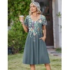 Zeagoo Womens Casual Summer Dress 2026 Short Sleeve Dresses Pleats Midi A Line Flowy Dress Boho Beach Sundress with Pockets(Plants Gray)