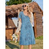 Zeagoo Womens Casual Summer Dress 2026 Short Sleeve Dresses Pleats Midi A Line Flowy Dress Boho Beach Sundress with Pockets(Plants-blue)