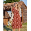 Zeagoo Womens Casual Summer Dress 2026 Short Sleeve Dresses Pleats Midi A Line Flowy Dress Boho Beach Sundress with Pockets(Red White)