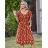 Zeagoo Womens Casual Summer Dress 2026 Short Sleeve Dresses Pleats Midi A Line Flowy Dress Boho Beach Sundress with Pockets(Red White)