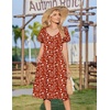 Zeagoo Womens Casual Summer Dress 2026 Short Sleeve Dresses Pleats Midi A Line Flowy Dress Boho Beach Sundress with Pockets(Red White)