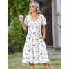 Zeagoo Womens Casual Summer Dress 2026 Short Sleeve Dresses Pleats Midi A Line Flowy Dress Boho Beach Sundress with Pockets(White Blue)