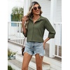 Zeagoo Womens Cotton Button Down Shirts Long Sleeve Collared Blouse S-3XL(Z-army Green)