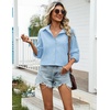 Zeagoo Womens Cotton Button Down Shirts Long Sleeve Collared Blouse S-3XL(Z-blue)