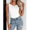 Zeagoo Womens Double Lined Crew Neck Tank Tops Summer Sleeveless Clothes(1-white)