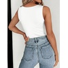 Zeagoo Womens Double Lined Crew Neck Tank Tops Summer Sleeveless Clothes(1-white)