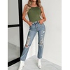 Zeagoo Womens Double Lined Crew Neck Tank Tops Summer Sleeveless Clothes(Army Green)