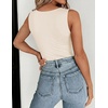 Zeagoo Womens Double Lined Crew Neck Tank Tops Summer Sleeveless Clothes(Beige)