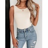 Zeagoo Womens Double Lined Crew Neck Tank Tops Summer Sleeveless Clothes(Beige)