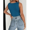 Zeagoo Womens Double Lined Crew Neck Tank Tops Summer Sleeveless Clothes(Blue)