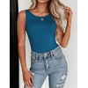 Zeagoo Womens Double Lined Crew Neck Tank Tops Summer Sleeveless Clothes(Blue)