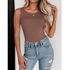 Zeagoo Womens Double Lined Crew Neck Tank Tops Summer Sleeveless Clothes(Brown)