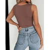 Zeagoo Womens Double Lined Crew Neck Tank Tops Summer Sleeveless Clothes(Brown)