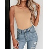 Zeagoo Womens Double Lined Crew Neck Tank Tops Summer Sleeveless Clothes(Khaki)
