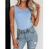 Zeagoo Womens Double Lined Crew Neck Tank Tops Summer Sleeveless Clothes(Light Blue)
