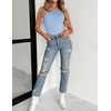 Zeagoo Womens Double Lined Crew Neck Tank Tops Summer Sleeveless Clothes(Light Blue)