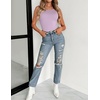 Zeagoo Womens Double Lined Crew Neck Tank Tops Summer Sleeveless Clothes(Light Purple)