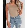 Zeagoo Womens Double Lined Crew Neck Tank Tops Summer Sleeveless Clothes(Nude)