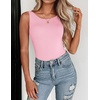 Zeagoo Womens Double Lined Crew Neck Tank Tops Summer Sleeveless Clothes(Pink)