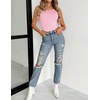 Zeagoo Womens Double Lined Crew Neck Tank Tops Summer Sleeveless Clothes(Pink)