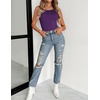 Zeagoo Womens Double Lined Crew Neck Tank Tops Summer Sleeveless Clothes(Purple)
