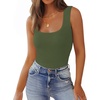 Zeagoo Women’s Double Lined Square Neck Tank Top Sleeveless Basic Crop Tops(Army Green)