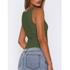 Zeagoo Women’s Double Lined Square Neck Tank Top Sleeveless Basic Crop Tops(Army Green)