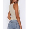 Zeagoo Women’s Double Lined Square Neck Tank Top Sleeveless Basic Crop Tops(Beige)