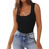 Zeagoo Women’s Double Lined Square Neck Tank Top Sleeveless Basic Crop Tops(Black)